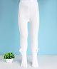 Mustang Cotton Knit Footed Tights with Bow Applique - White