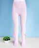 Mustang Cotton Knit Footed Tights with Bow Applique - Light Pink
