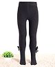 Mustang Cotton Knit Footed Solid Tights with Bow Applique -  Black