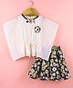 Enfance Sleeveless Floral Applique Kaftan Top & Coordinating Pleated Skirt Set - White