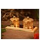 CraftVatika Metal Golden Finish Chandan Roli Box Double Kumkum Dani Pooja Purpose Set of 1