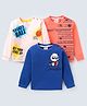 Mini Donuts Sinker Knit Full Sleeves T-Shirts With Basketball & Panda Print Pack of 3 - Blue Peach & Cream