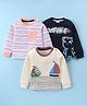 Mini Donuts Sinker Knit Full Sleeves T-Shirts with Boat & Text Print Pack of 3 - Multicolor