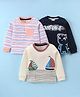 Mini Donuts Sinker Knit Full Sleeves T-Shirts with Boat & Text Print Pack of 3 - Multicolor