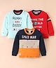 Mini Donuts Sinker Full Sleeves T-Shirts With Text Print Pack of 3 - Sea Green Red & Navy Blue