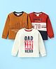 Mini Donuts Sinker Full Sleeves T-Shirts With Text Print Pack of 3 - Red Brown & White