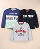 Mini Donuts Sinker Knit Full Sleeves Text Printed T-Shirts Pack of 3 - Grey & Blue