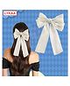 LYKAA Big Satin Layered Hair Bows for Women,  Long Tail Ribbon Barrettes Clip Accessories Best Gift - Pack of 1 (White)