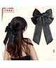 LYKAA Big Satin Layered Hair Bows for Women,  Long Tail Ribbon Barrettes Clip Accessories Best Gift - Pack of 1 (Black)