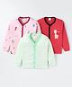 Mini Donuts Interlock Knit Full Sleeves Front Open Vests with Animal Print Pack of 3 - Red Pink & Green