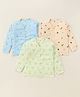 Mini Donuts Interlock Knit Full Sleeves Front Open Vests with Giraffe Print Pack of 3 - Sea Green Blue & Peach
