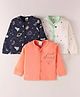 Mini Donuts Interlock Knit Full Sleeves Front Open Vests with Text & Space Theme Print Pack of 3 - White Orange & Navy Blue