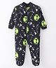 Kidi Wav Pure Cotton Knit Full Sleeves Football Printed Sleepsuit - Black