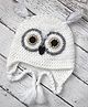 Love Crochet Art Owl Designed Crochet Cap - White