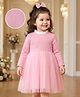 Kookie Kids Full Sleeves Frock with Star Design - Pink