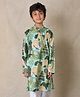 Anthrilo 100% Organic Cotton Full Sleeves Peacock Printed Kurta - Green