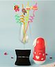 Paper Moon My little bro rakhi gift set combo with steel water bottle and spiral straw set for kids - Multicolor