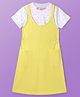 Pine Kids Cotton Knit Solid Frock With Polka Dot Printed Inner Tee - Yellow