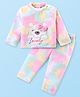 Babyhug Velour Knit Full Sleeves Winter Night Suit With Teddy Applique - Multicolor