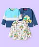 Babyhug Cotton Knit Full Sleeves Cut & Sew T-Shirts with Vehicle Print Pack of 3 - White & Navy Blue