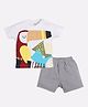 BABY GO Cotton Half Sleeves Bird Printed Tee With Shorts Set - Grey