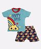 BABY GO Cotton Half Sleeves Rainbow & Happy Days Text Printed Tee With Shorts Set - Green