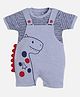 BABY GO Playful Dinosaur Printed Dungaree With Half Sleeves Striped Tee - Sky Blue