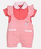 BABY GO Checked Bunny Patch Detailed Dungaree With Half Sleeves Shirt- Red
