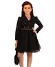 Cutecumber Full Sleeves Glitter Detailed Net Dress - Black