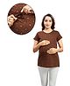 Mama & Bebe Half Sleeves Floral Printed Tee With Concealed Zipper Nursing Access - Brown