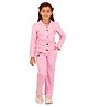 Cutecumber Full Sleeves Keep Smile Text & Floral Patch Embroidered Coordinating Top & Culottes Set - Pink