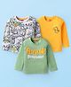 Babyhug Cotton Knit Full Sleeves T-Shirts with Dino Print Pack of 3 - Yellow White & Green