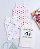 BUMZEE Cotton Pack Of 3 Sleeveless Animal Hearts & Panda Printed Camisoles - Pink White & Peach
