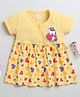 BUMZEE Cotton Half Sleeves Hearts Printed Dress - Yellow