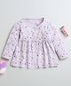 BUMZEE Cotton Full Sleeves Hearts Printed Dress - Lilac