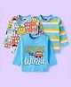 Babyhug Cotton Knit Full Sleeves  T-Shirt with  Vehicle Print Pack of 3 - Blue White & Yellow