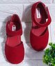 Mine Sole Solid Velcro Closure Sandals - Red