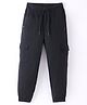 Olio Kids Cotton Woven Full Length Solid Lounge Pants With Pockets - Black