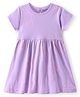 Bonfino 100% Cotton Knit Half Sleeves Frock with Sunflower Print - Purple