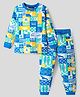 Pine Kids Cotton Knit Full Sleeves Sweatshirt & Joggers Set with Text Print - Blue