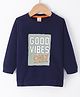 Olio Kids Cotton Knit Full Sleeves T-Shirt with Text Print - Navy