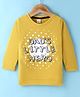 Olio Kids Cotton Knit Full Sleeves T-Shirt with Text Print - Mustard