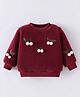 Kookie Kids Full Sleeves Winter Top with Cherry Applique - Maroon
