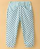 Olio Kids Cotton Knit Full Length Lounge Pant with Polka Dot Print & Bow Applique - Green