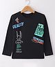 Olio Kids Cotton Knit Full Sleeves T-Shirt with Text Print - Black