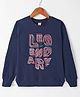 Olio Kids Cotton Knit Full Sleeves T-Shirt with Text Print - Navy Blue