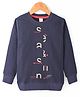 Olio Kids Cotton Knit Full Sleeves T-Shirt With Beach Theme Print - Navy