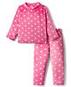 Babyhug Velour Knit Full Sleeves Winter Night Suit With Polka Dots  Print - Dark Pink