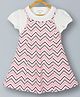 Plum Tree 100% Cotton Chevron Printed Dress With Half Sleeves Solid Tee - White