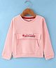 Olio Kids Cotton Knit Full Sleeves Winter T-Shirt with Text Print & Kangaroo Pocket -Peach